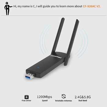 COMFAST CF-926AC Dual Frequency Wireless Network Card Desktop WiFi Receiver USB Dual Frequency 1200m
COMFAST CF-926AC Dual Frequency Wireless Network Card Desktop WiFi Receiver USB Dual Frequency 1200m