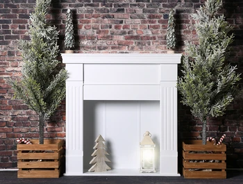 HUAYI Artistic Theme Backdrop Christmas Tree With Retro Brick Wall Background Backdrop For Christmas Day Photoshoot Props w-4432
