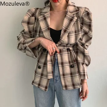 2020 Spring Vintage Puff-sleeve Women Blazers Double-breasted Belted Female Suit Jacket Notched Collar Lace-up Female Blazers 
2020 Spring Vintage Puff-sleeve Women Blazers Double-breasted Belted Female Suit Jacket Notched Collar Lace-up Female Blazers