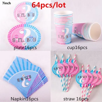 64pcsGender Reveal Party Disposable Tabelware Boy Girl Pink Blue Party Paper Plate Cup Napkin Gender Reveal Decoration Supplies
64pcsGender Reveal Party Disposable Tabelware Boy Girl Pink Blue Party Paper Plate Cup Napkin Gender Reveal Decoration Supplies