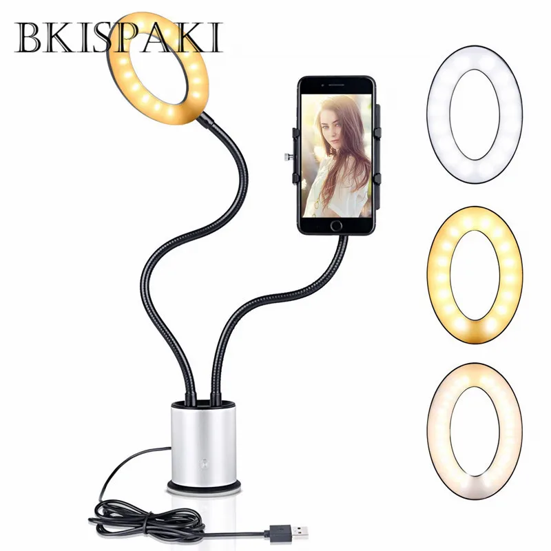 Desktop Selfie Ring Light with Cell Phone Holder for YouTube Videos Makeup Stick to Anywhere Circle Table Light with Suction Cup
Desktop Selfie Ring Light with Cell Phone Holder for YouTube Videos Makeup Stick to Anywhere Circle Table Light with Suction Cup