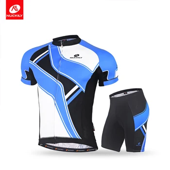 

NUCKILY Men's Short Sleeve Cycling Apparel Jersey and Comfortable Padded Short Stretchable Sportswear Bike Clothing Set MA/MB025