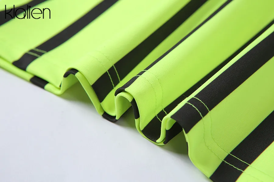 KLALIEN spring fall long sleeve turtleneck zipper fashion casual dress women high street striped mini bodycon dress 2020 new