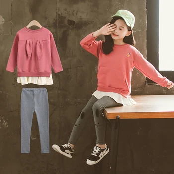 Rabbit Design Clothing Set for Girl with Rabbit Ears on the Back Autumn Blouse and Pants Kids Cotton Casual Sweatshirt Leggings
Rabbit Design Clothing Set for Girl with Rabbit Ears on the Back Autumn Blouse and Pants Kids Cotton Casual Sweatshirt Leggings