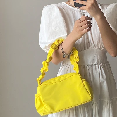 Candy Color Women Baguette Bags Simple Nylon Pleated Shoulder Bag Cute Retro Armpit Female Handbags Totes Handbags Clutch purse
Candy Color Women Baguette Bags Simple Nylon Pleated Shoulder Bag Cute Retro Armpit Female Handbags Totes Handbags Clutch purse