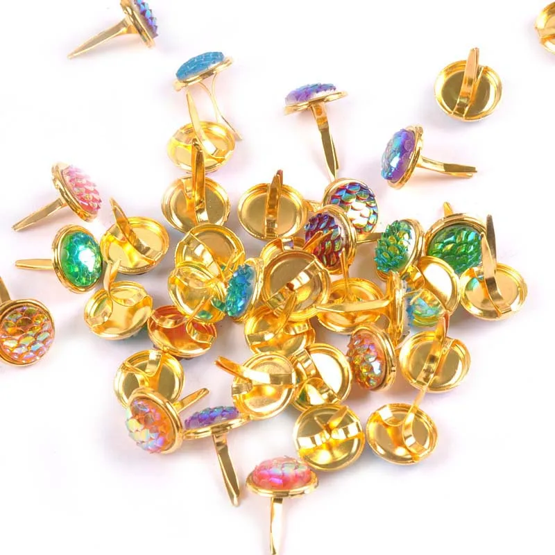 Description Picture 3 of item13x13mm 20Pcs Mix Squama Pattern Brads For DIY Scrapbooking Embellishments Fastener Metal Crafts Brad Accessories Decor c2261