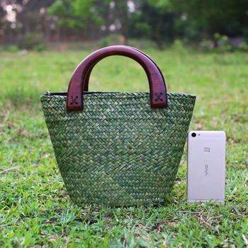 Thai version of the bucket bag mini hand handmade straw bag ancient wooden handle lady handbag national wind woven bag
Thai version of the bucket bag mini hand handmade straw bag ancient wooden handle lady handbag national wind woven bag