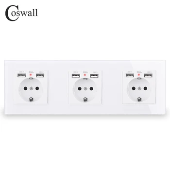 COSWALL 2/3/4/5 Gang Russia Spain EU Standard Wall Socket + Dual USB Charge Port Hidden Soft LED Indicator Glass Panel
COSWALL 2/3/4/5 Gang Russia Spain EU Standard Wall Socket + Dual USB Charge Port Hidden Soft LED Indicator Glass Panel