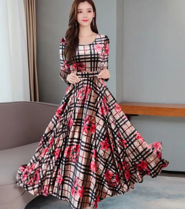 2019 Autumn New Arrival Plus Size S-XXXL High Quality Elegant Flower Plaid Printed Woman Velvet Long Dress
2019 Autumn New Arrival Plus Size S-XXXL High Quality Elegant Flower Plaid Printed Woman Velvet Long Dress