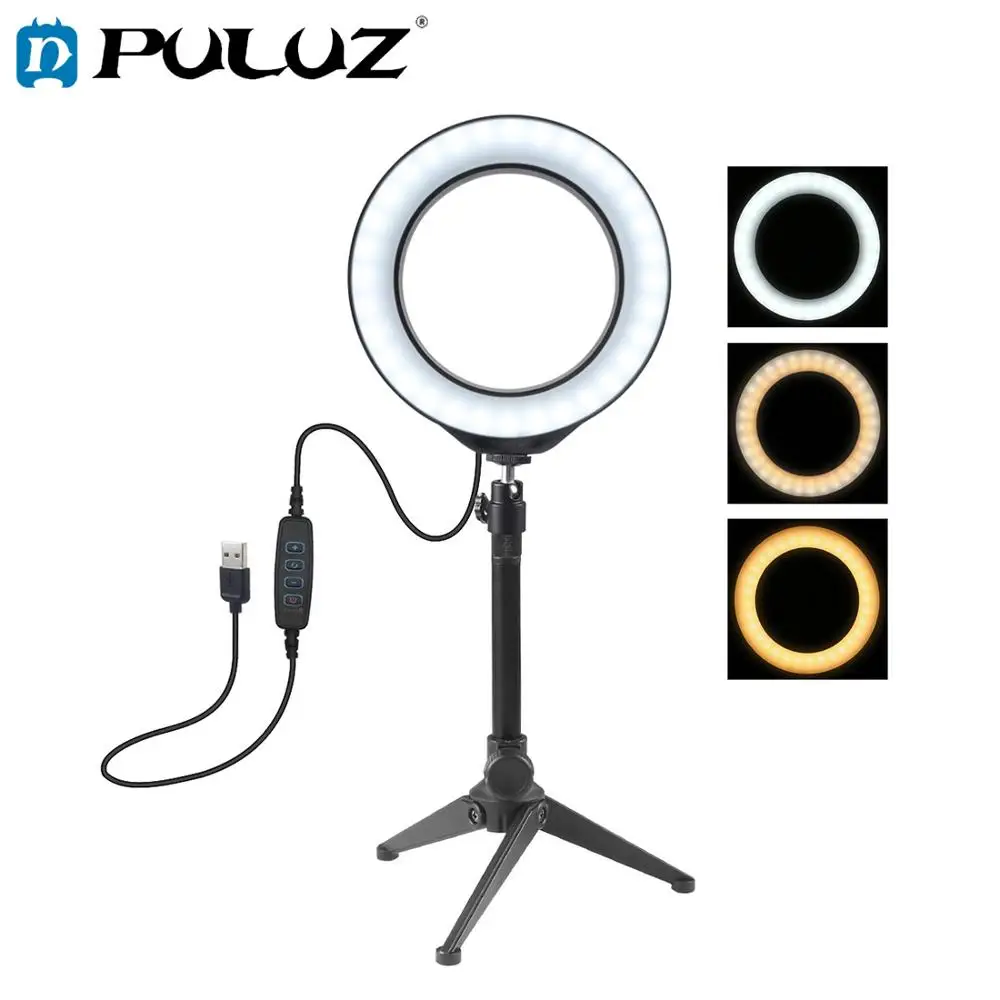 PULUZ 3 Modes Dimmable LED Ring Vlogging Youtube Vlog Video Photography Lights+Desktop Tripod Holder+Cold Shoe Tripod Ball Head
PULUZ 3 Modes Dimmable LED Ring Vlogging Youtube Vlog Video Photography Lights+Desktop Tripod Holder+Cold Shoe Tripod Ball Head