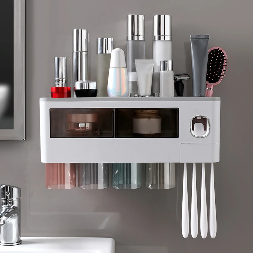 Wall-Mounted Magnetic Toothbrush Holder Washing Kit Toothpaste Toothbrush Storage Rack With Toothpaste Squeezing Device
Wall-Mounted Magnetic Toothbrush Holder Washing Kit Toothpaste Toothbrush Storage Rack With Toothpaste Squeezing Device
