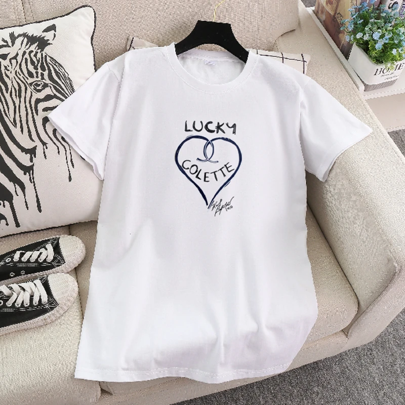 2020 Fashion 100% cotton t shirt tshirt women LUCKY COLETTE Print T-shirt women white vintage 90s plus size Tops femme mujer tee
2020 Fashion 100% cotton t shirt tshirt women LUCKY COLETTE Print T-shirt women white vintage 90s plus size Tops femme mujer tee