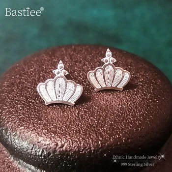 Small Crown 999 Sterling Silver Stud Earrings For Women Accessories Earing Handmade Luxury Jewelry Korean Fashion Ear Tips Studs
Small Crown 999 Sterling Silver Stud Earrings For Women Accessories Earing Handmade Luxury Jewelry Korean Fashion Ear Tips Studs