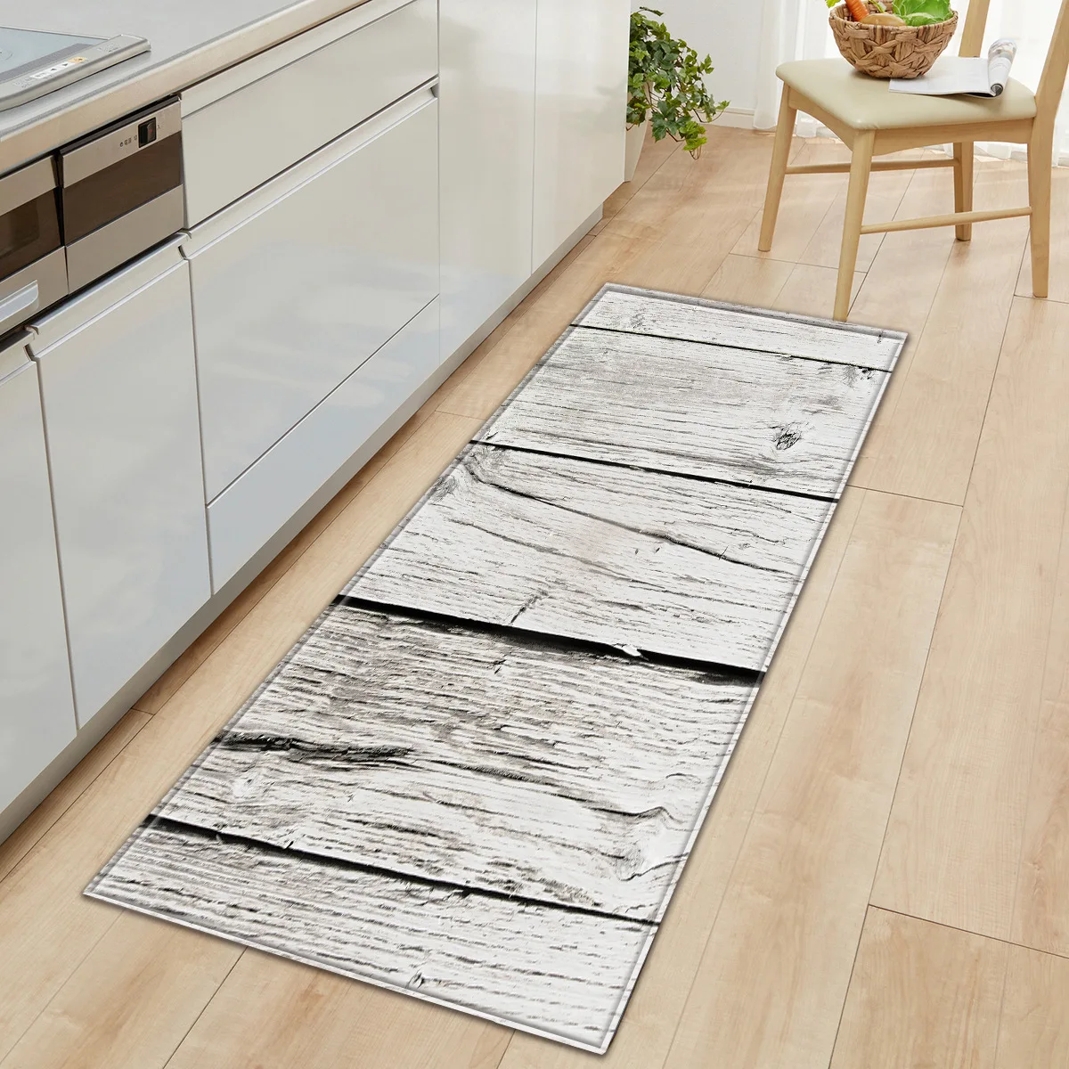 

6 Styles Silver Gray Anti-slip Modern Kitchen Rugs Wood Grain Pattern Floor Carpet for Living Room Washable Doormat Bedroom Mat