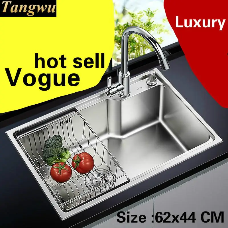 

Free shipping Apartment kitchen single trough sink common vogue do the dishes 304 stainless steel hot sell 620x440 MM