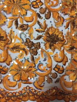Latest Flowers French Nigerican Orange Gold Line Sequins Mesh Lace Fabric High Quality African Laces Fabric Wedding Dress Lace
Latest Flowers French Nigerican Orange Gold Line Sequins Mesh Lace Fabric High Quality African Laces Fabric Wedding Dress Lace