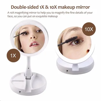 Portable Folding Bathroom Makeup Mirror 10x Magnifying LED Lighting Professional Vanity Mirror Adjustable Rotating 270 Degree 
Portable Folding Bathroom Makeup Mirror 10x Magnifying LED Lighting Professional Vanity Mirror Adjustable Rotating 270 Degree