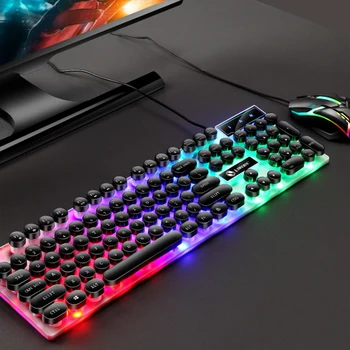 Retro punk round mechanical keyboard wired gaming mouse and keyboard backlit keyboard 104 keyboard for gamer laptop home office
Retro punk round mechanical keyboard wired gaming mouse and keyboard backlit keyboard 104 keyboard for gamer laptop home office