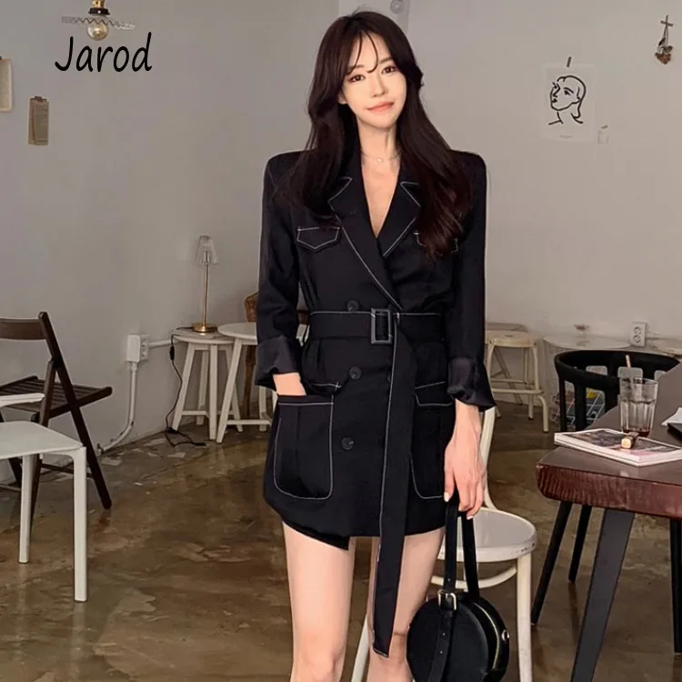 Korean Women OL Blazer Coat New 2019 Autumn Black double-breasted Long Sleeve Bodycon Notched Collar Jacket Coat With Belt
Korean Women OL Blazer Coat New 2019 Autumn Black double-breasted Long Sleeve Bodycon Notched Collar Jacket Coat With Belt