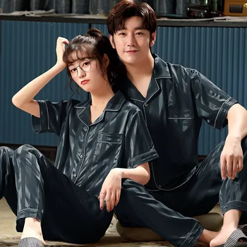 Satin Striped Nightwear 2PCS Pajamas Set Lovers Sleepwear Kimono Gown Silky Men Nightgown Pyjamas Casual Home Clothes Bathrobe
Satin Striped Nightwear 2PCS Pajamas Set Lovers Sleepwear Kimono Gown Silky Men Nightgown Pyjamas Casual Home Clothes Bathrobe