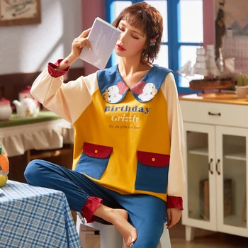 Pyjamas Women 2020 Autumn Long sleeve Cotton Home clothes Women night suit Two Piece plus size Sleepwear Ladies Pajamas Set 5XL
Pyjamas Women 2020 Autumn Long sleeve Cotton Home clothes Women night suit Two Piece plus size Sleepwear Ladies Pajamas Set 5XL