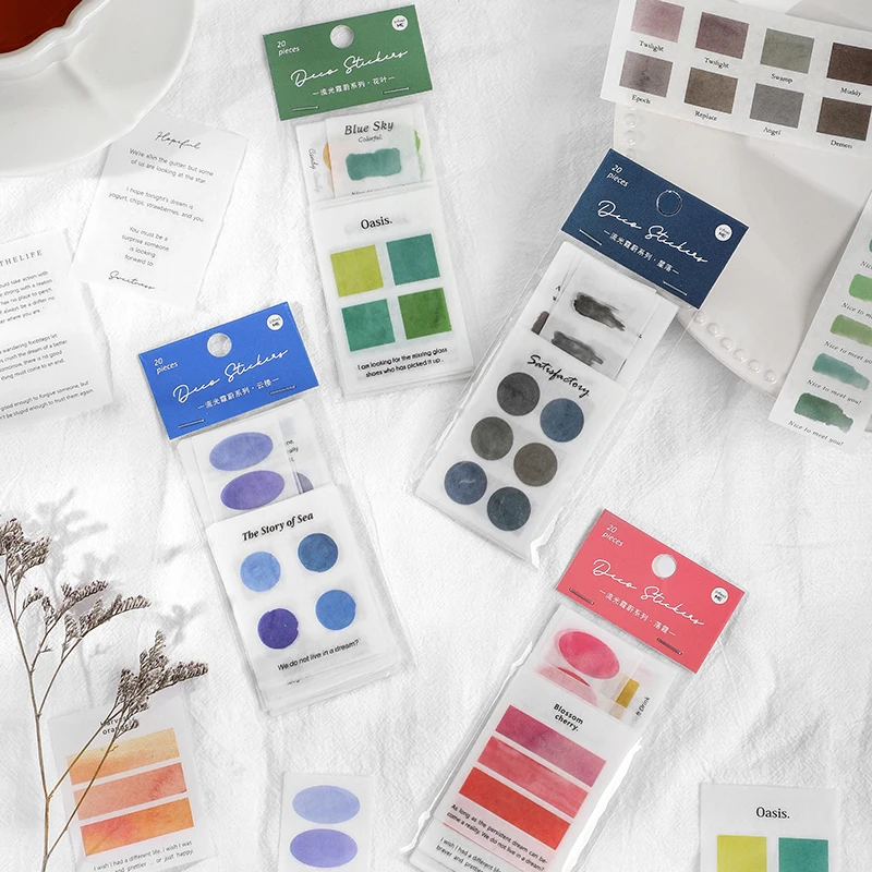 20 Pcs Fresh Watercolor Sticker Pack Fashion Creativity Journal Material Mark Decoration Collage Stickers Cute School Stationery
20 Pcs Fresh Watercolor Sticker Pack Fashion Creativity Journal Material Mark Decoration Collage Stickers Cute School Stationery
