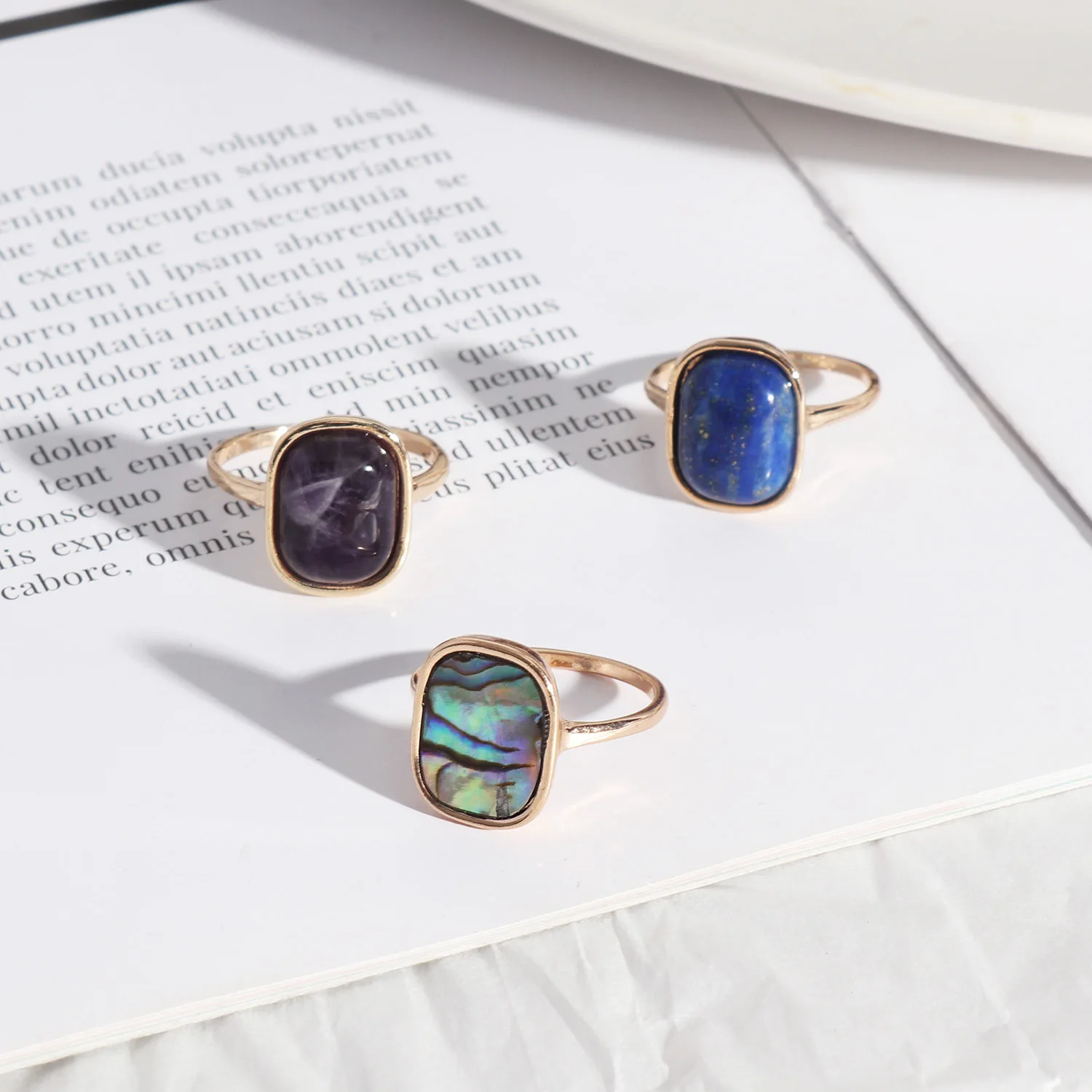 Natural Stone Rectangle Lapis Lazuli Amethyst Ring Female Jewelry Gifts Wedding Party Rings
Natural Stone Rectangle Lapis Lazuli Amethyst Ring Female Jewelry Gifts Wedding Party Rings