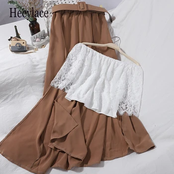 New 2020 Fashion Women Two Piece Outfits Summer Sexy Slash Neck Lace Crop Top And Long Skirts Ladies Solid Office Lady Suit Set 
New 2020 Fashion Women Two Piece Outfits Summer Sexy Slash Neck Lace Crop Top And Long Skirts Ladies Solid Office Lady Suit Set