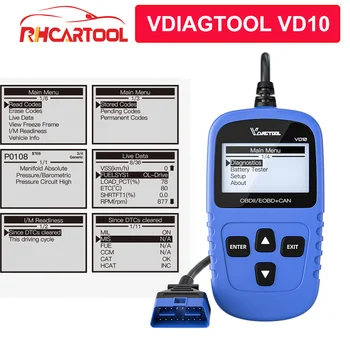 Vdiagtool VD10 Car accessories OBD2 Car Code Reader OBD 2 Scan Tool Check Engine Fault Code Read PK CR3001 319 ELM327 AD310
Vdiagtool VD10 Car accessories OBD2 Car Code Reader OBD 2 Scan Tool Check Engine Fault Code Read PK CR3001 319 ELM327 AD310