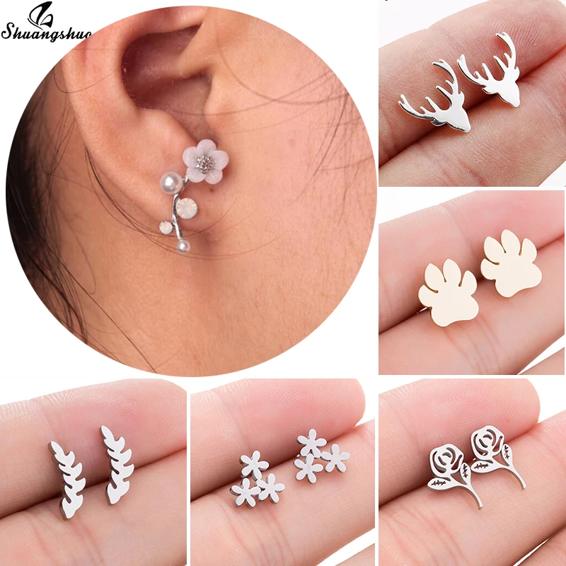 Shuangshuo Shell Pearl Crystal Earrings for Women Stainless Steel Flower Leaf Stud Earings Jewelry Gifts pendientes mujer moda
Shuangshuo Shell Pearl Crystal Earrings for Women Stainless Steel Flower Leaf Stud Earings Jewelry Gifts pendientes mujer moda