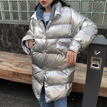 Glossy Silver Women Winter Jacket Spliced denim Cotton Coat Women Long cotton Parkas loose Warm Jackets plus size outwear MY154
Glossy Silver Women Winter Jacket Spliced denim Cotton Coat Women Long cotton Parkas loose Warm Jackets plus size outwear MY154
