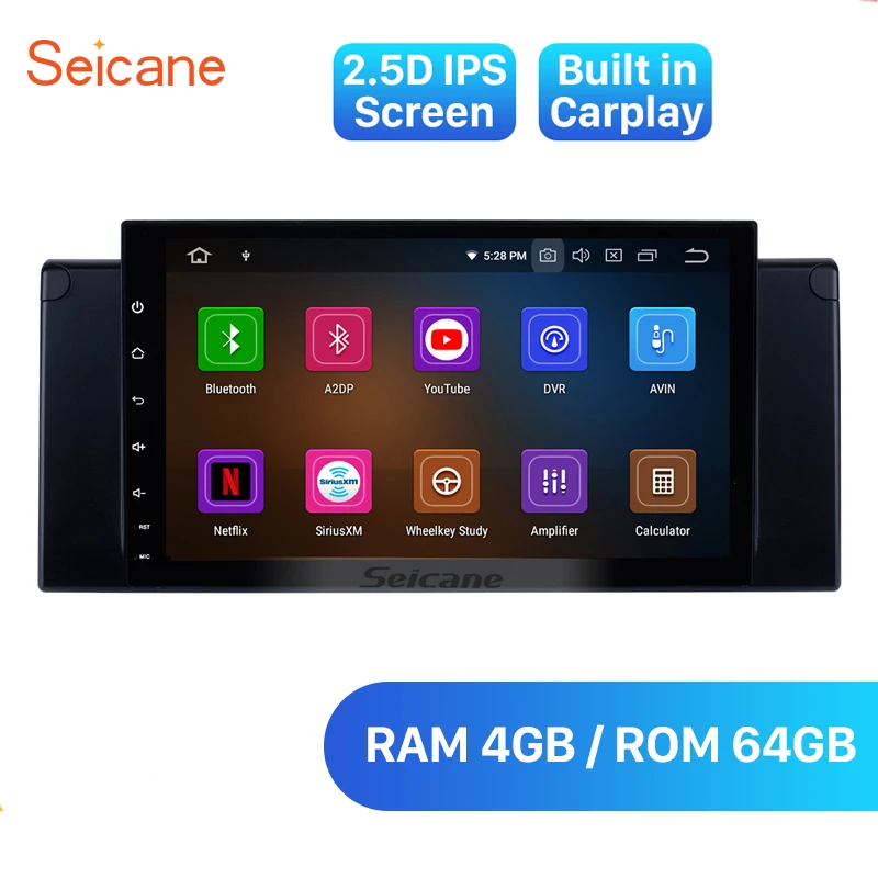 Seicane 9 "Android 10 0 8-ядерный IPS Автомобильный GPS-навигатор радио для 1996-2003 BMW 5 серии E39