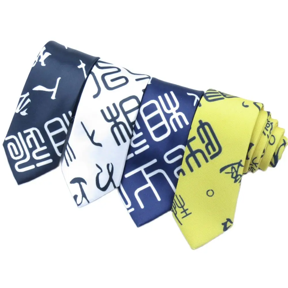 Индивидуальный узкий галстук 6 см с китайским иероглифом защитой от ветра для