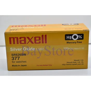 100 PCS Maxell SR626SW 377 27mAh 1.55V Silver Oxide Button Cell Battery-Made In Japan
100 PCS Maxell SR626SW 377 27mAh 1.55V Silver Oxide Button Cell Battery-Made In Japan