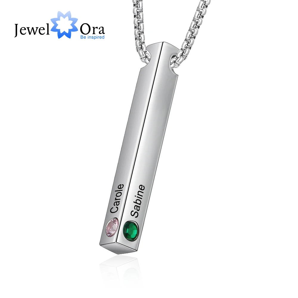 JewelOra Personalized Engraved Name Bar Necklaces for Women 4 Sides Custom Birthstone Stainless Steel Vertical Bar Pendant
JewelOra Personalized Engraved Name Bar Necklaces for Women 4 Sides Custom Birthstone Stainless Steel Vertical Bar Pendant
