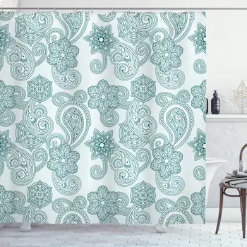 Floral Shower Curtain, Lace Like Floral Pattern Eastern Design Hand Drawn Ornamental Paisley Artwork, Fabric Bathroom Decor Set
Floral Shower Curtain, Lace Like Floral Pattern Eastern Design Hand Drawn Ornamental Paisley Artwork, Fabric Bathroom Decor Set