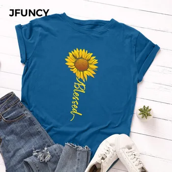 JFUNCY Plus Size Women T Shirt New Blessed Letter Print T-shirts Female Short Sleeve Cotton Tees Tops Woman Summer Tshirt
JFUNCY Plus Size Women T Shirt New Blessed Letter Print T-shirts Female Short Sleeve Cotton Tees Tops Woman Summer Tshirt