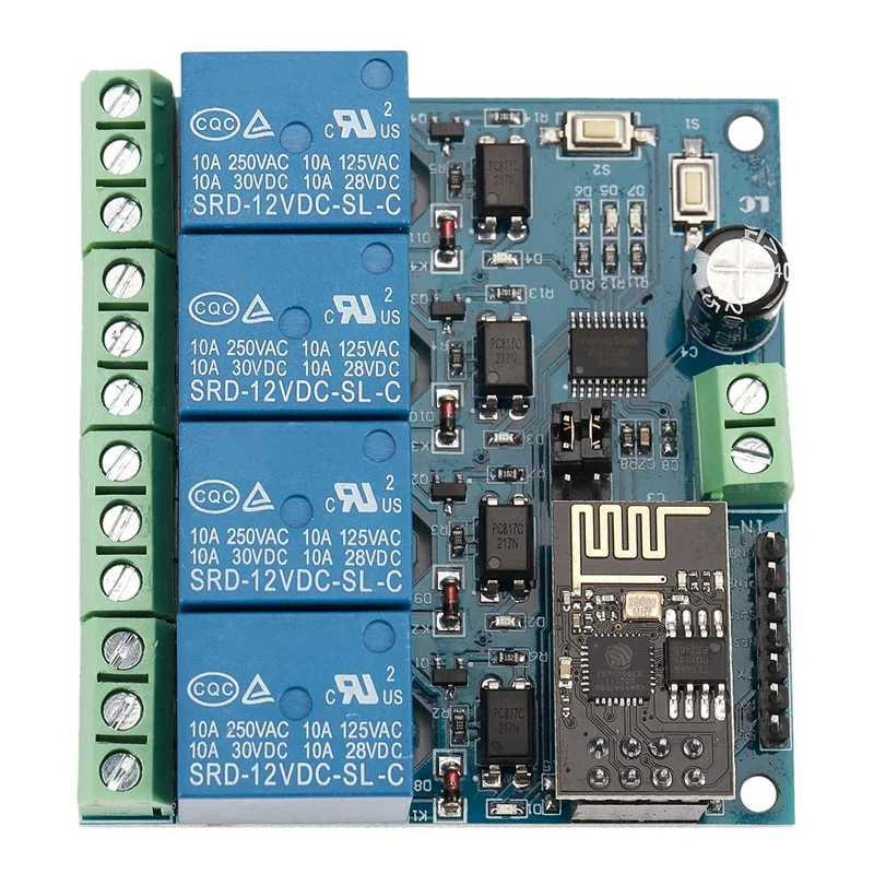 12V ESP8266 Four Ways Wifi Relay IOT Smart Home Cepphone APP Remote Control Switch | Электроника
