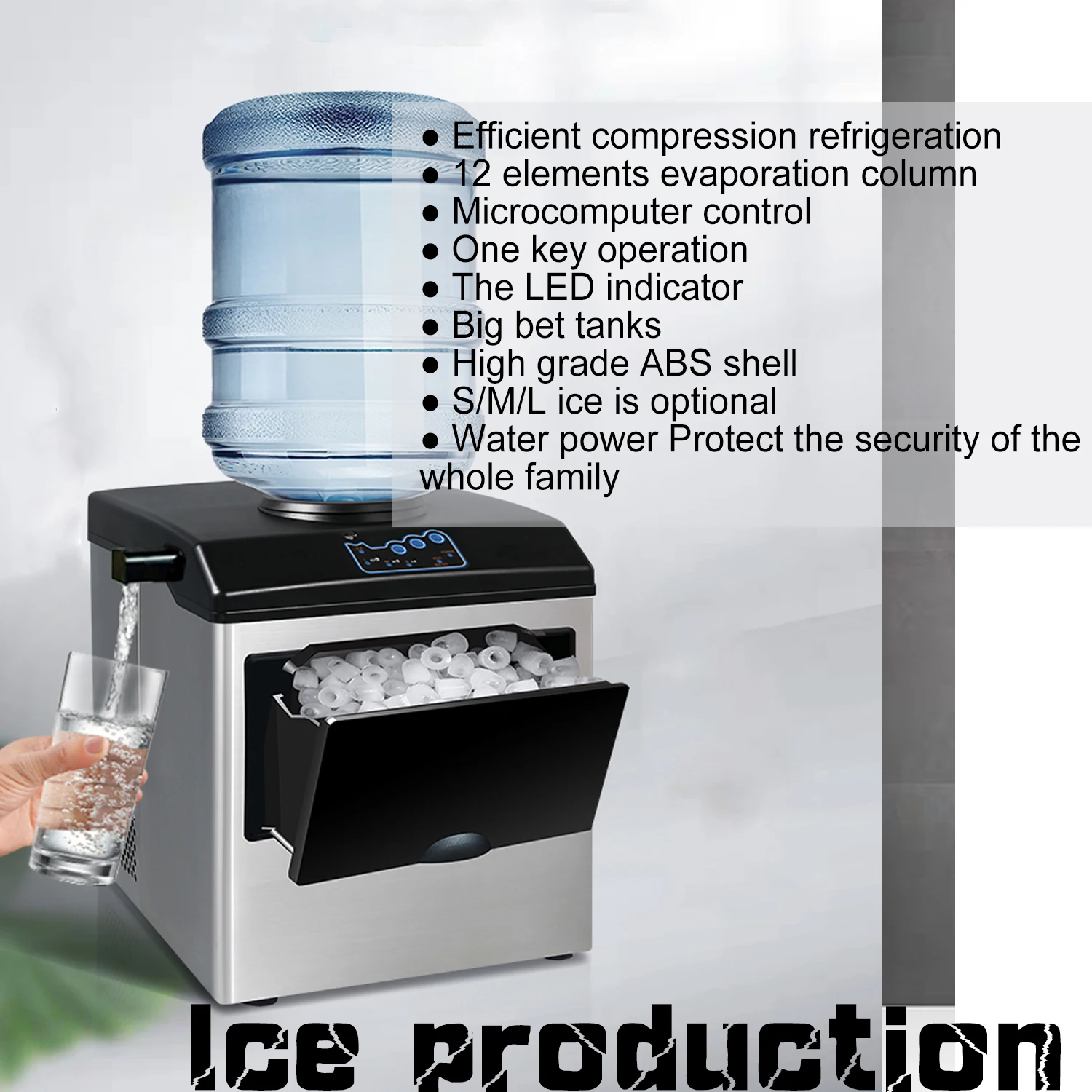Commercial Automatic Ice Maker 25kg / 24H Electric Bullet Round Ice Block Cube Making Machine Small Bar Coffee Shop
Commercial Automatic Ice Maker 25kg / 24H Electric Bullet Round Ice Block Cube Making Machine Small Bar Coffee Shop
