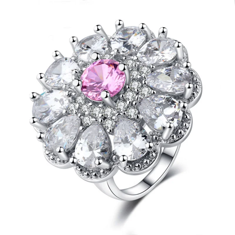 Фото Fashion Flower Ring Romantic Crystal Rhinestones Women Jewelry Accessories Lover Gift | Украшения и аксессуары