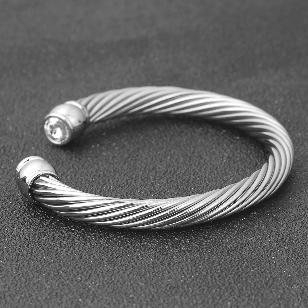 Personality Stainless Steel Twist Wire Rope Bangles For Women Fashion Rhinestone Vintage Adjustable Manchette Femme
Personality Stainless Steel Twist Wire Rope Bangles For Women Fashion Rhinestone Vintage Adjustable Manchette Femme