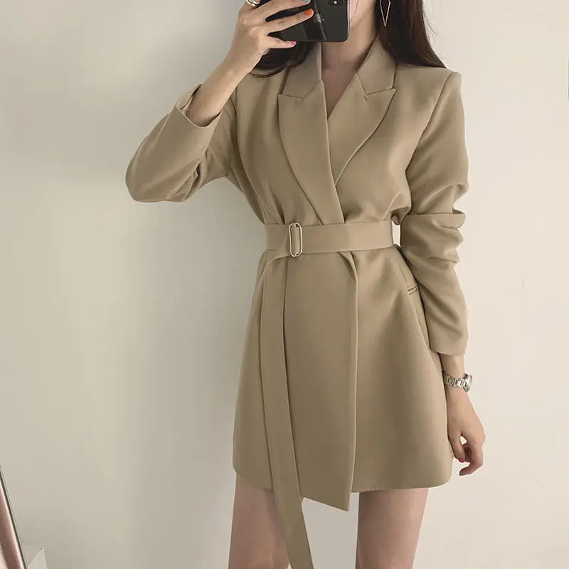 Korean solid Women Work Blazer Jacket Casual Double-breasted Sashes Suit Jacket Female 2020 Slim Female Blazer Outwear
Korean solid Women Work Blazer Jacket Casual Double-breasted Sashes Suit Jacket Female 2020 Slim Female Blazer Outwear