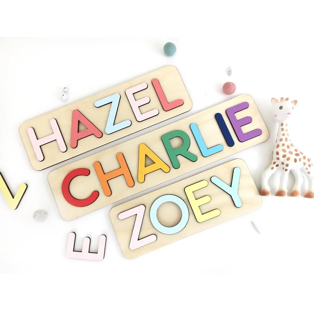 Детская деревянная головоломка с именем имени развивающая игрушки ручной работы