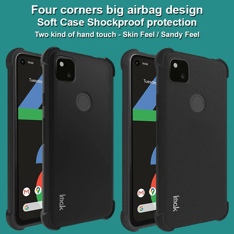 IMAK Case Shockproof Airbag Back Cover for Google Pixel 4a 4G /Pixel 5G 5 Soft Silicone TPU Matte + Screen Protector | Мобильные