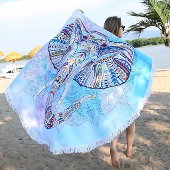 Elephant round beach towel with microfiber printing and tassels as a picnic mat Adult Colorful Quicksand Pattern
Elephant round beach towel with microfiber printing and tassels as a picnic mat Adult Colorful Quicksand Pattern