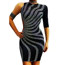One-Shoulder Skinny Elastic Black Short Dress Shining Beaded Diamonds Women Dresses DJ Singer Dance Stage Wear Nightclub Outfit
One-Shoulder Skinny Elastic Black Short Dress Shining Beaded Diamonds Women Dresses DJ Singer Dance Stage Wear Nightclub Outfit