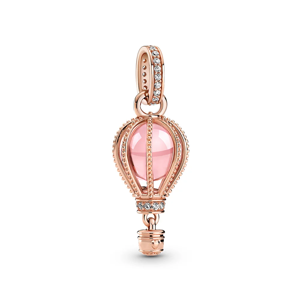 

Подлинные женские серебряные сверкающие розовые Подвески с горячим воздухом, подходят для браслетов Pandora, бусины для изготовления ювелирных изделий