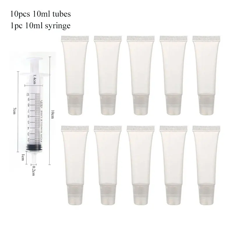 10 Pcs 10ml Empty Lip Gloss Tubes with Syringe Clear Soft Lip Gloss Container Refillable Lipgloss Tubes for DIY Cosmetic Makeup
10 Pcs 10ml Empty Lip Gloss Tubes with Syringe Clear Soft Lip Gloss Container Refillable Lipgloss Tubes for DIY Cosmetic Makeup
