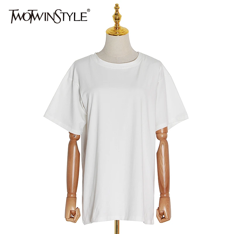 TWOTWINSTYLE Summer Black T Shirt For Women O Neck Short Sleeve Big Size Tops Female Fashion Clothes 2020 Casual New Tide
TWOTWINSTYLE Summer Black T Shirt For Women O Neck Short Sleeve Big Size Tops Female Fashion Clothes 2020 Casual New Tide