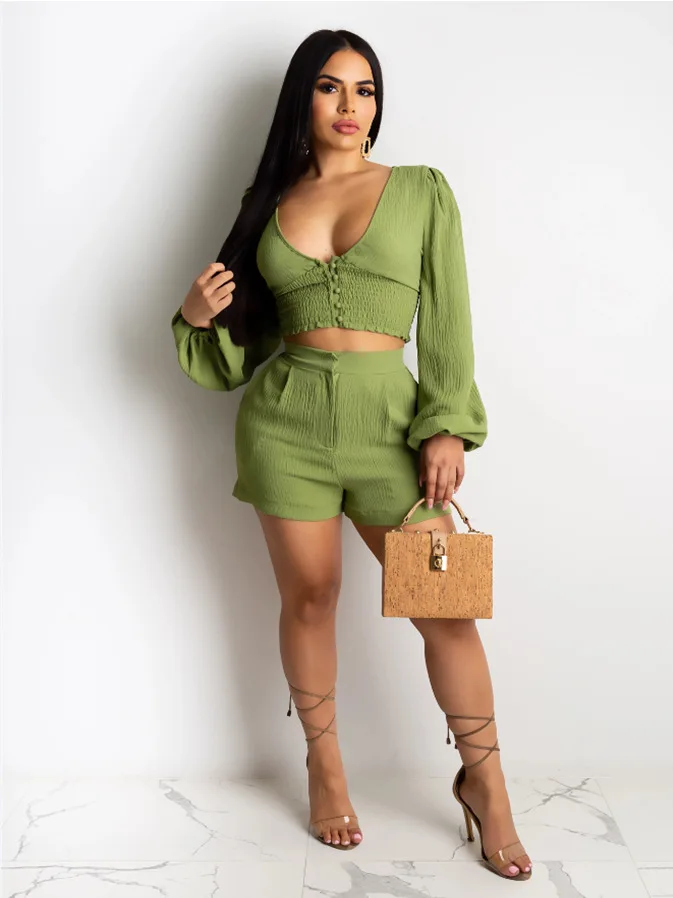 Adogirl 2020 New Women Two Pieces Set V Neck Puff Sleeve Long Blouse Crop Top And Short Pants Suit Elegant Street Outfits
Adogirl 2020 New Women Two Pieces Set V Neck Puff Sleeve Long Blouse Crop Top And Short Pants Suit Elegant Street Outfits